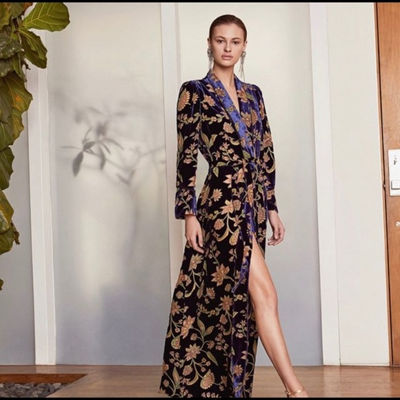 navy floral cut in neck wrap dress